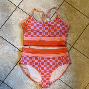 Orange and Purple Checkered Bikini Set